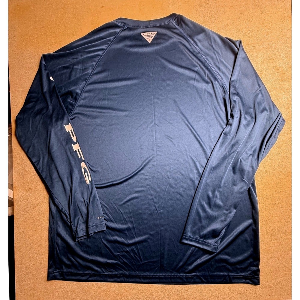 Columbia PFG Mens XXL Navy Blue Long Sleeve Sun Protection Fishing Shirt-2453